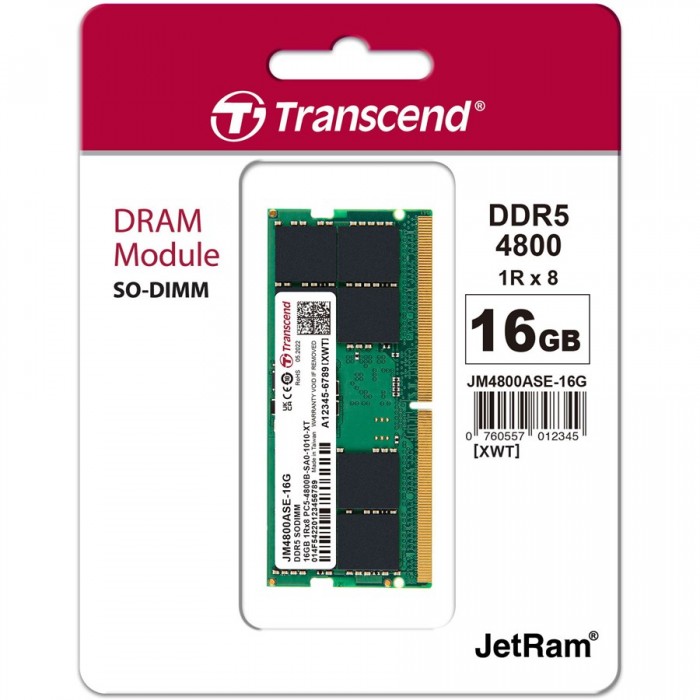 TRANSCEND  Mémoire RAM DDR5 16GB 4800MHz CL40 - PC Gamer Casa