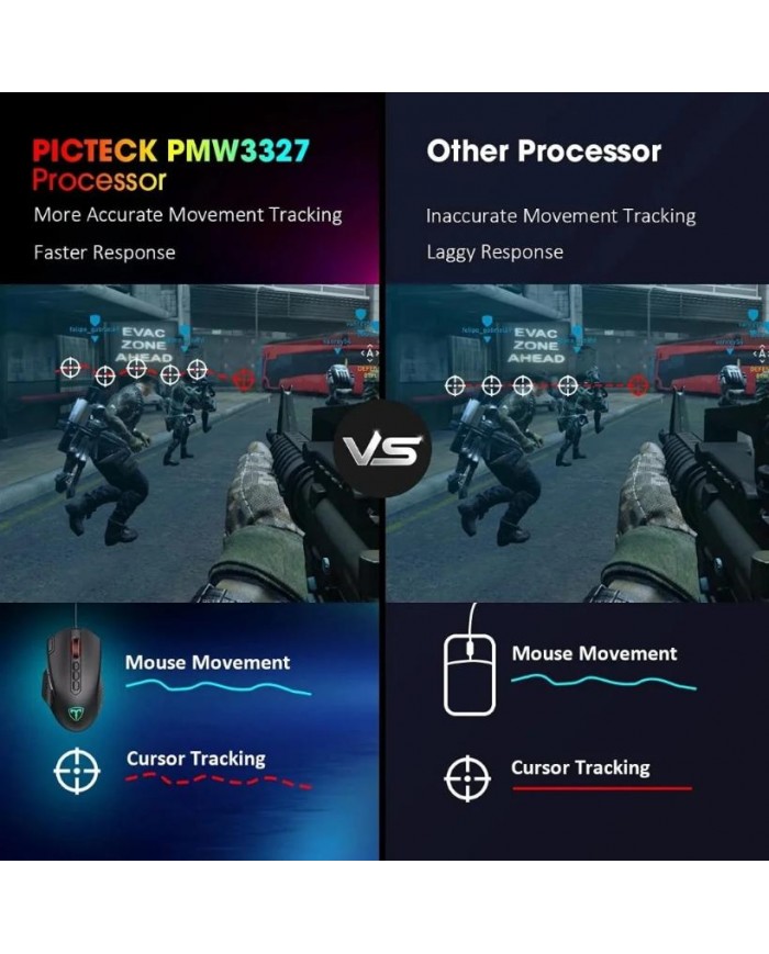 Souris Gaming Pictek PC257 - Précision & Confort - Souris PC