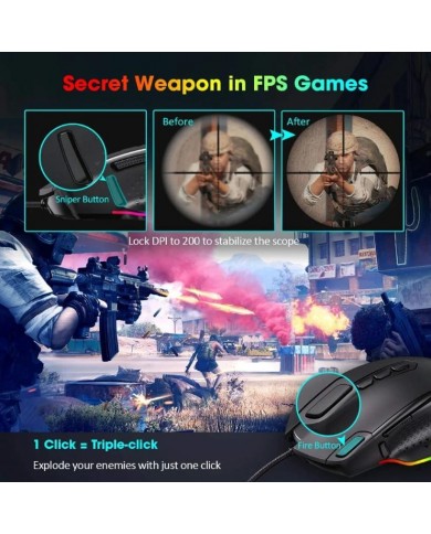 Souris Gaming Pictek PC257 - Précision & Confort - Souris PC