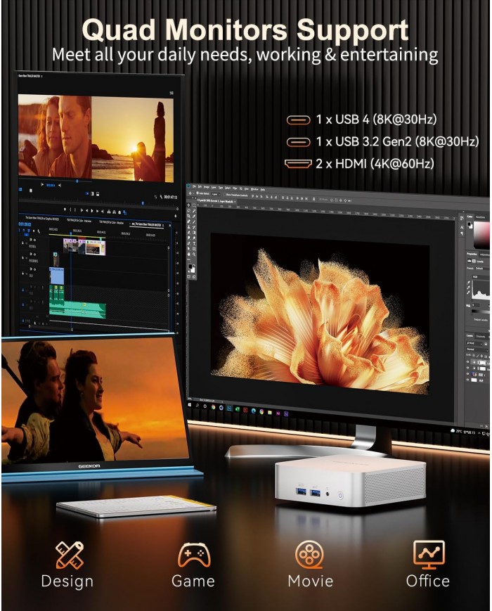 Mini PC GEEKOM A7 AMD Ryzen 9 7940HS 32GB 2TB SSD - PCGAMERCASA .MA