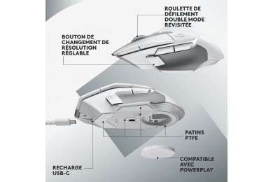 Logitech G502X Lightspeed Blanc - Souris PC - Logitech Maroc