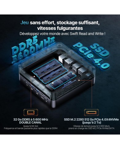 ACEMAGIC AM18 AMD Ryzen™ 7 7840HS / Mini PC / Pc Gamer Casa