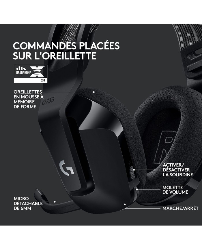 Logitech G G733 Lightspeed (Noir) - Micro-casque Logitech G G733 Lightspeed (Noir) - Micro-casque