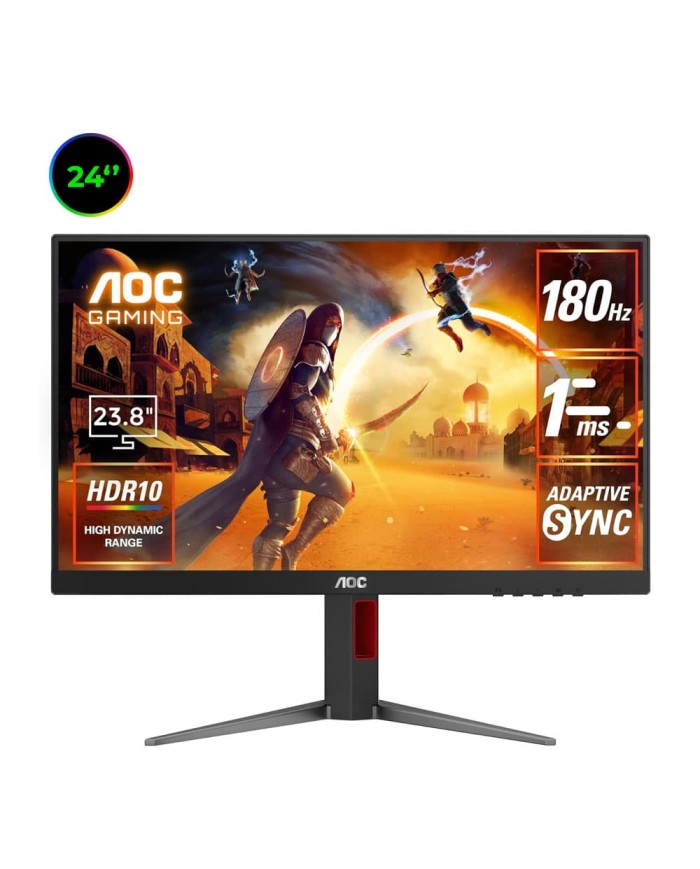 AOC 24G4
Full HD - 1 ms (MPRT) - Format 16/9 - Dalle IPS - 180 Hz - HDR10 - HDMI/DisplayPort