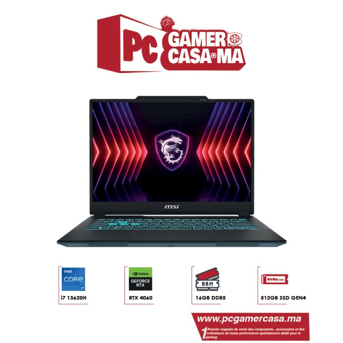 MSI CYBORG 15 A13VF-1473XMA i7 13620H/16GB DDR5/1TB/RTX4060 15.6" 144Hz - PC PORTABLE MSI CYBORG 15 A13VF-1473XMA i7 13620H/16GB DDR5/1TB/RTX4060 15.6" 144Hz - PC PORTABLE