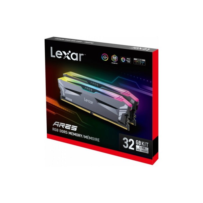 RAM Lexar ARGB ARES DDR5 32 Go (2x16 Go) - 6000 MHz CL30. RAM Lexar ARGB ARES DDR5 32 Go (2x16 Go) - 6000 MHz CL30.