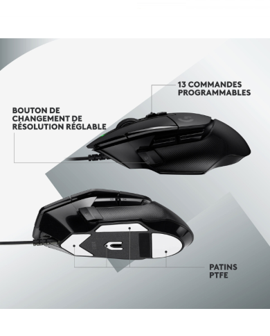 Logitech G G502X Noir - Souris PC - Garantie 1 ans