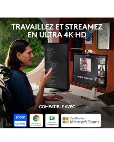 Logitech MX BRIO Gris Pâle Webcam - Ultra HD 4K Logitech MX BRIO Gris Pâle Webcam - Ultra HD 4K