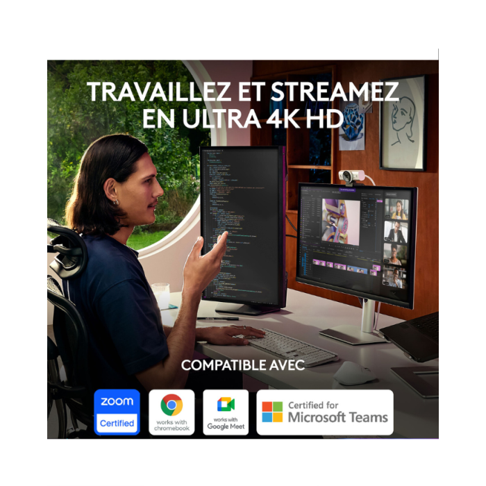 Logitech MX BRIO Gris Pâle Webcam - Ultra HD 4K