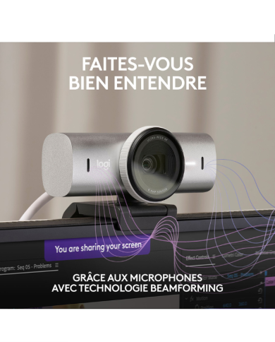 Logitech MX BRIO Gris Pâle Webcam - Ultra HD 4K Logitech MX BRIO Gris Pâle Webcam - Ultra HD 4K