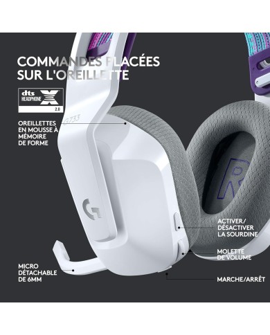 Logitech G733 Lightspeed (Blanc) - Micro-casque