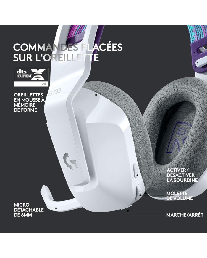 Logitech G733 Lightspeed (Blanc) - Micro-casque