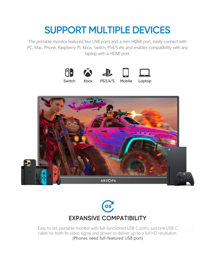 Arzopa Z1FC – Moniteur Gaming Portable 16.1”