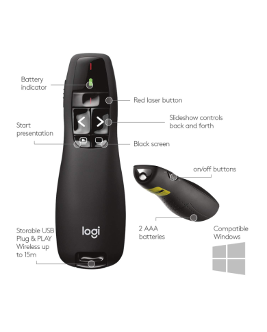 Logitech Wireless Presenter R400 - Pointeur laser