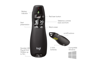 Logitech Wireless Presenter R400 - Pointeur laser