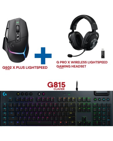 Bundle Logitech G502 X Plus Lightspeed + G815 Carbone Tactile + G Pro X Wireless - PACK