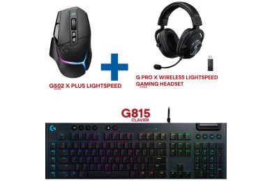 Bundle Logitech G502 X Plus Lightspeed + G815 Carbone Tactile + G Pro X Wireless - PACK