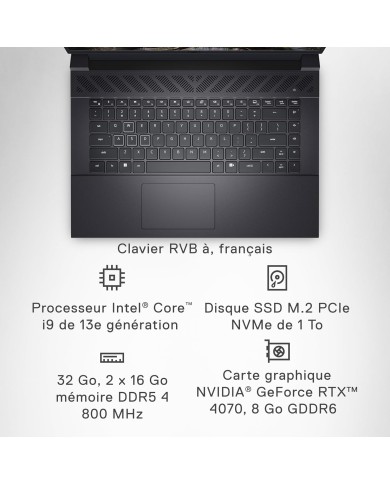 Dell G16 7630 i9, RTX 4060, 240Hz QHD+ Écran, 32Go RAM, 1To SSD, Win11 - PC PORTABLE Dell G16 7630 i9, RTX 4060, 240Hz QHD+ Écran, 32Go RAM, 1To SSD, Win11 - PC PORTABLE