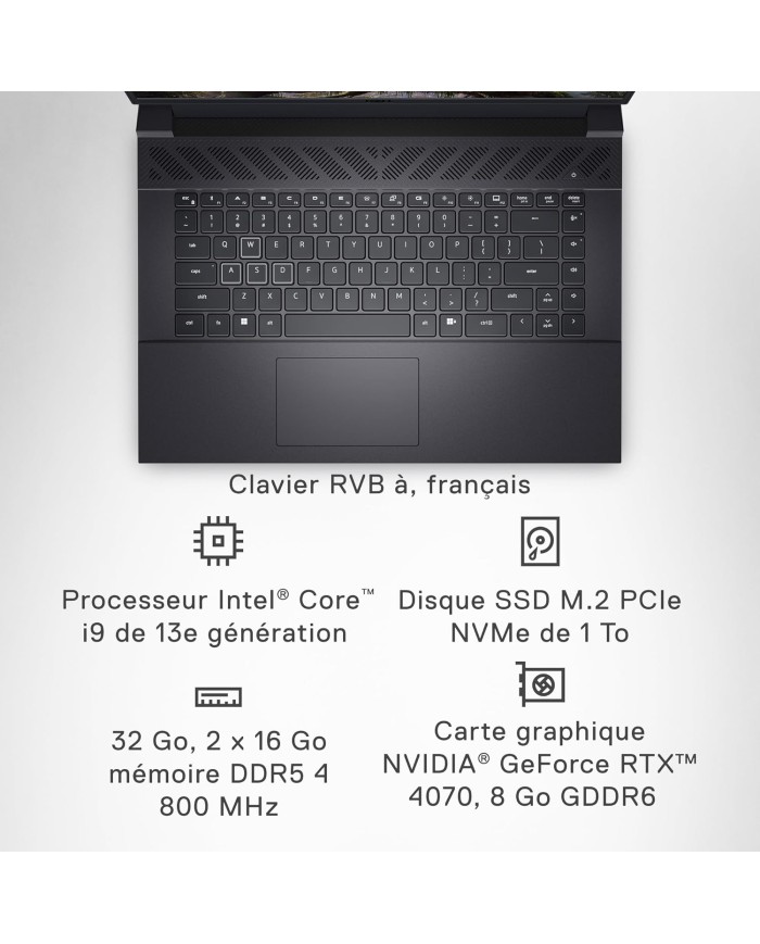 Dell G16 7630 i9, RTX 4060, 240Hz QHD+ Écran, 32Go RAM, 1To SSD, Win11 - PC PORTABLE