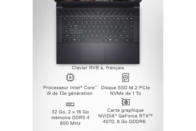 Dell G16 7630 i9, RTX 4060, 240Hz QHD+ Écran, 32Go RAM, 1To SSD, Win11 - PC PORTABLE