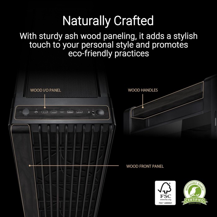 BOITIER ASUS PROART PA602 WOOD METAL PWM NOIR BOITIER ASUS PROART PA602 WOOD METAL PWM NOIR
