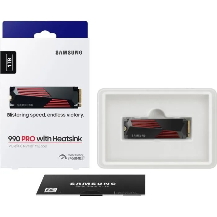 Samsung SSD 990 PRO M.2 PCIe NVMe 1 To avec dissipateur - SSD Samsung SSD 990 PRO M.2 PCIe NVMe 1 To avec dissipateur - SSD
