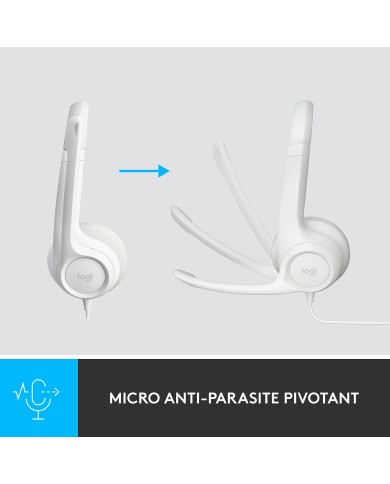 Logitech USB Headset H390 (Blanc Cassé) - Casque