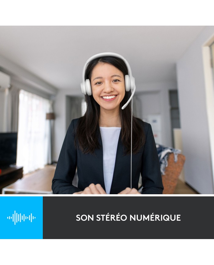 Logitech USB Headset H390 (Blanc Cassé) - Casque Logitech USB Headset H390 (Blanc Cassé) - Casque