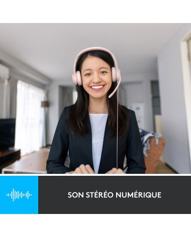 Logitech USB Headset H390 (Rose) - Micro-casque