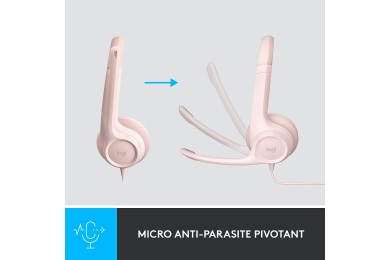 Logitech USB Headset H390 (Rose) - Micro-casque
