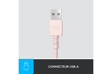 Logitech USB Headset H390 (Rose) - Micro-casque