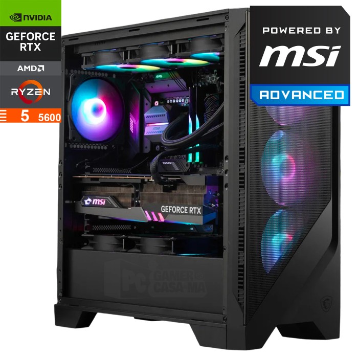 PC Gamer POWERED BY MSI ADVANCED Ryzen 5 5600|16GB|1TB SSD|RTX4060. - PC GAMER MAROC