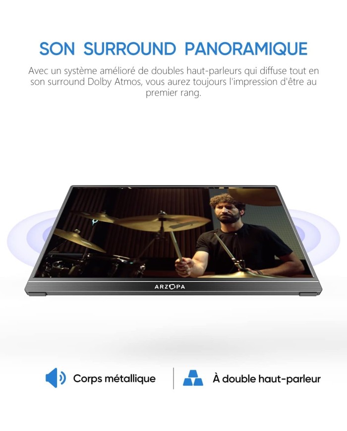 ARZOPA S1 TABLE– Moniteur Portable 15,6" FHD IPS