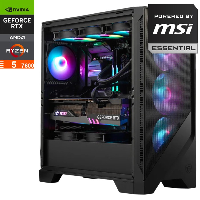 PC Gaming AMD Ryzen 5 7600 avec RTX 5060 Ti – 16GB – Powered by MSI PC Gaming AMD Ryzen 5 7600 avec RTX 5060 Ti – 16GB – Powered by MSI
