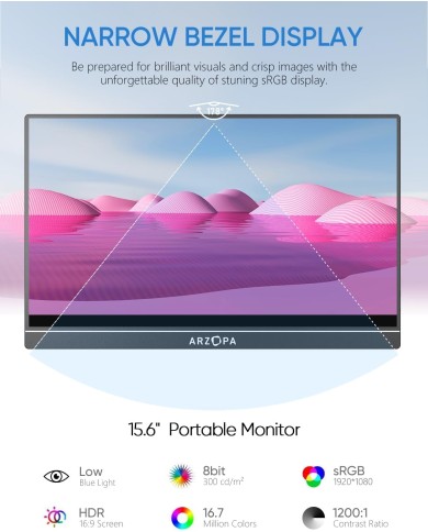 Arzopa A1 Travel Monitor | 15.6” FHD 1080P Display Arzopa A1 Travel Monitor | 15.6” FHD 1080P Display