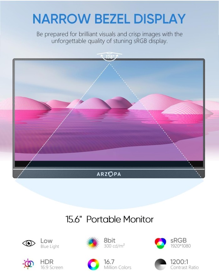 Arzopa A1 Travel Monitor | 15.6” FHD 1080P Display Arzopa A1 Travel Monitor | 15.6” FHD 1080P Display