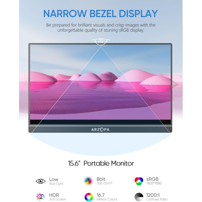 Arzopa A1 Travel Monitor | 15.6” FHD 1080P Display Arzopa A1 Travel Monitor | 15.6” FHD 1080P Display