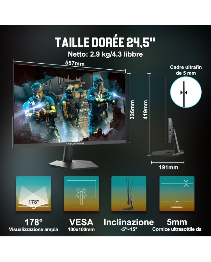 MINIFIRE MFG25X1 PRO FHD IPS 300HZ - MONITEUR MINIFIRE MFG25X1 PRO FHD IPS 300HZ - MONITEUR