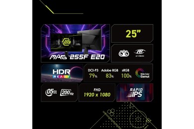MSI MAG 255F E20 24.5" Fast IPS 200Hz - Ecran Pc