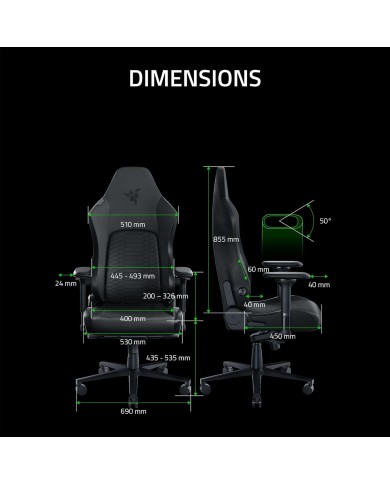 RAZER Chaise Gaming iskur V2 Black Réf RZ38 -04900200-R3G1 - CHAIR GAMING