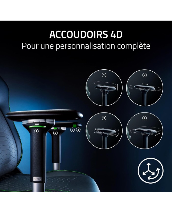 RAZER Chaise Gaming iskur V2 Black Réf RZ38 -04900200-R3G1 - CHAIR GAMING