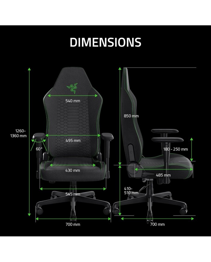 RAZER Chaise Gaming iskur V2 Black Réf: RZ38-05310100-R3G1  - CHAIR GAMING