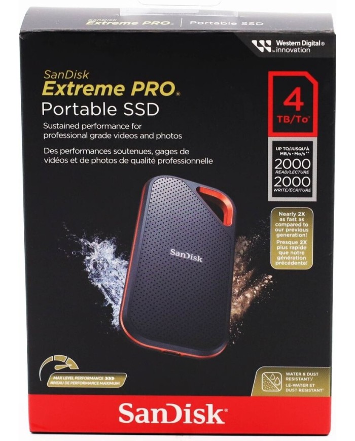 SanDisk Extreme PRO Portable SSD V2 4 To - SDSSDE81-4T00-G25 SanDisk Extreme PRO Portable SSD V2 4 To - SDSSDE81-4T00-G25