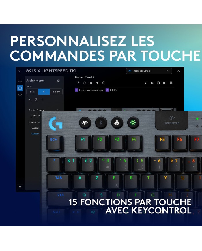 Logitech G G915X TKL Lightspeed Noir (Linear Version) - CLAVIER GAMER Logitech G G915X TKL Lightspeed Noir (Linear Version) - CLAVIER GAMER