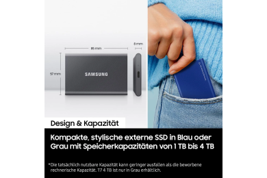 Samsung Portable SSD T7 4TB - Transfert Rapide 1050MB/s - Gris Titane