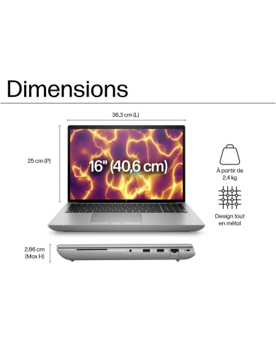 HP ZBook Fury 16 G11 - i9-13950HX - RTX 4060 - 32Go - 512Go SSD - 16" WUXGA 120Hz