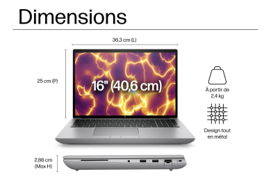 HP ZBook Fury 16 G11 - i9-13950HX - RTX 4060 - 32Go - 512Go SSD - 16" WUXGA 120Hz