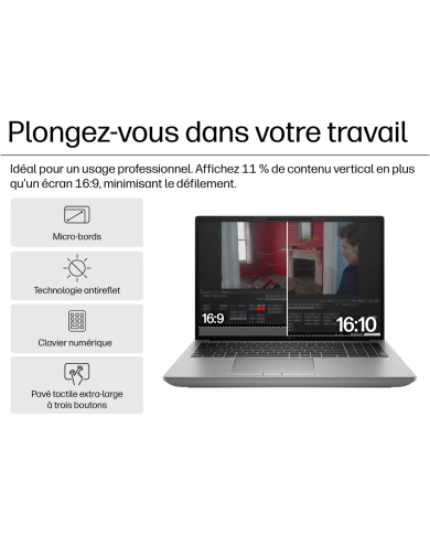 HP ZBook Fury 16 G11 - i9-13950HX - RTX 4060 - 32Go - 512Go SSD - 16" WUXGA 120Hz