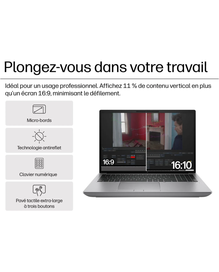 HP ZBook Fury 16 G11 - i9-13950HX - RTX 4060 - 32Go - 512Go SSD - 16" WUXGA 120Hz - Pc  Worksation hp