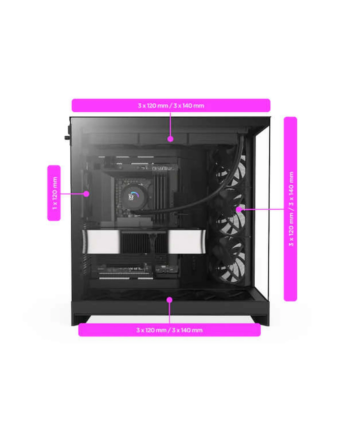 NZXT H9 Flow RGB+ Noir - Boîtier Moyen Tour ATX Verre Trempé